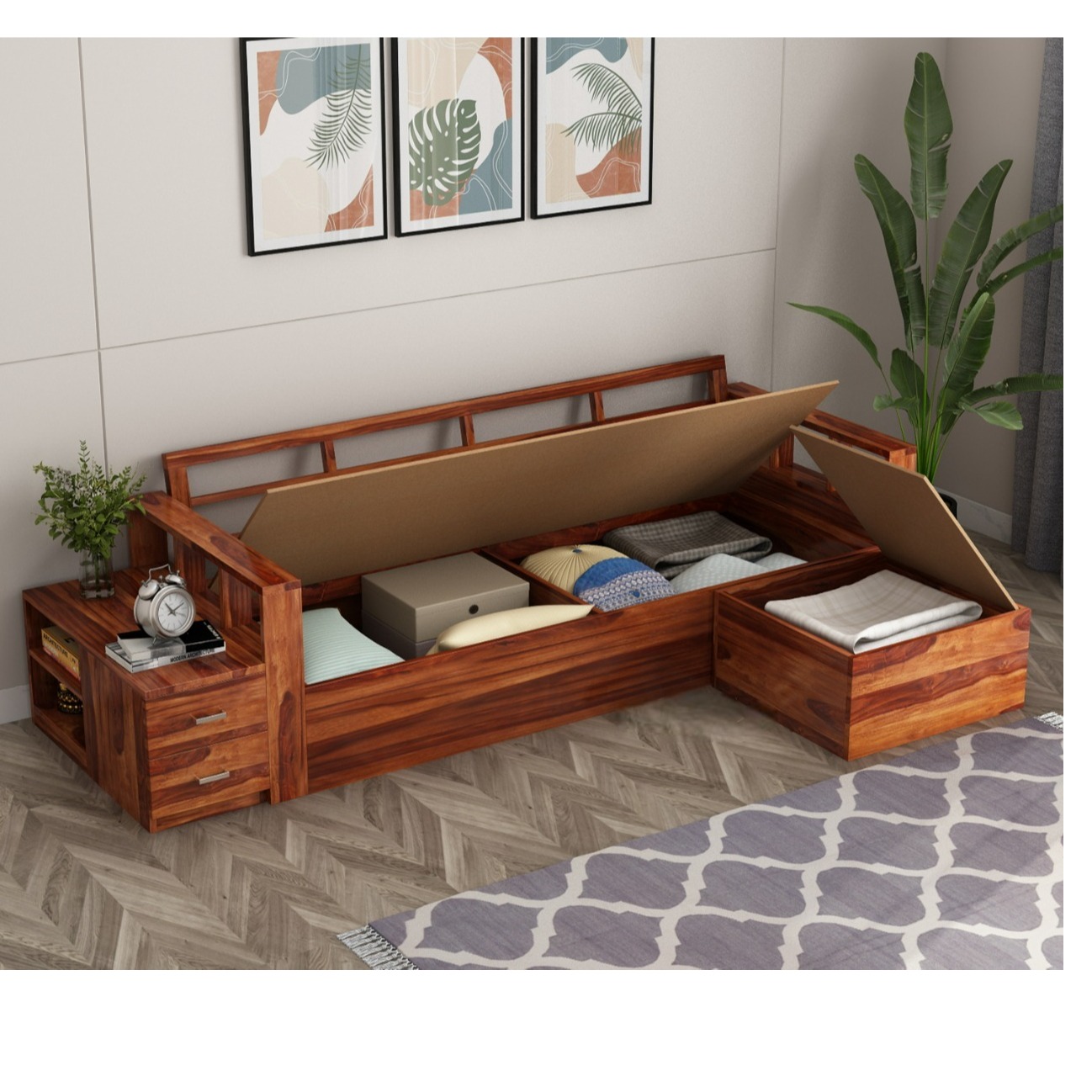 Monroe L-Shaped Multifunctional Corner Sofa with Storage