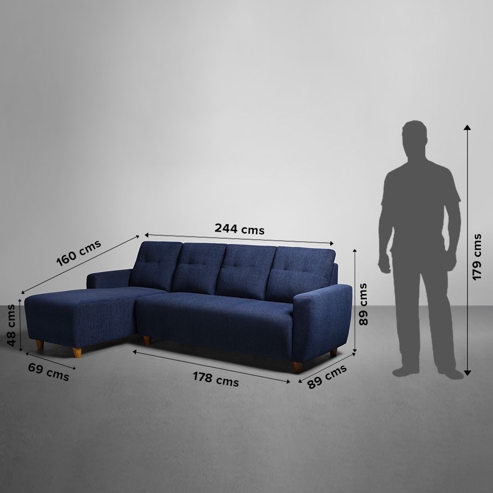 Athens Sofa with Lounger In Alice Blue Color