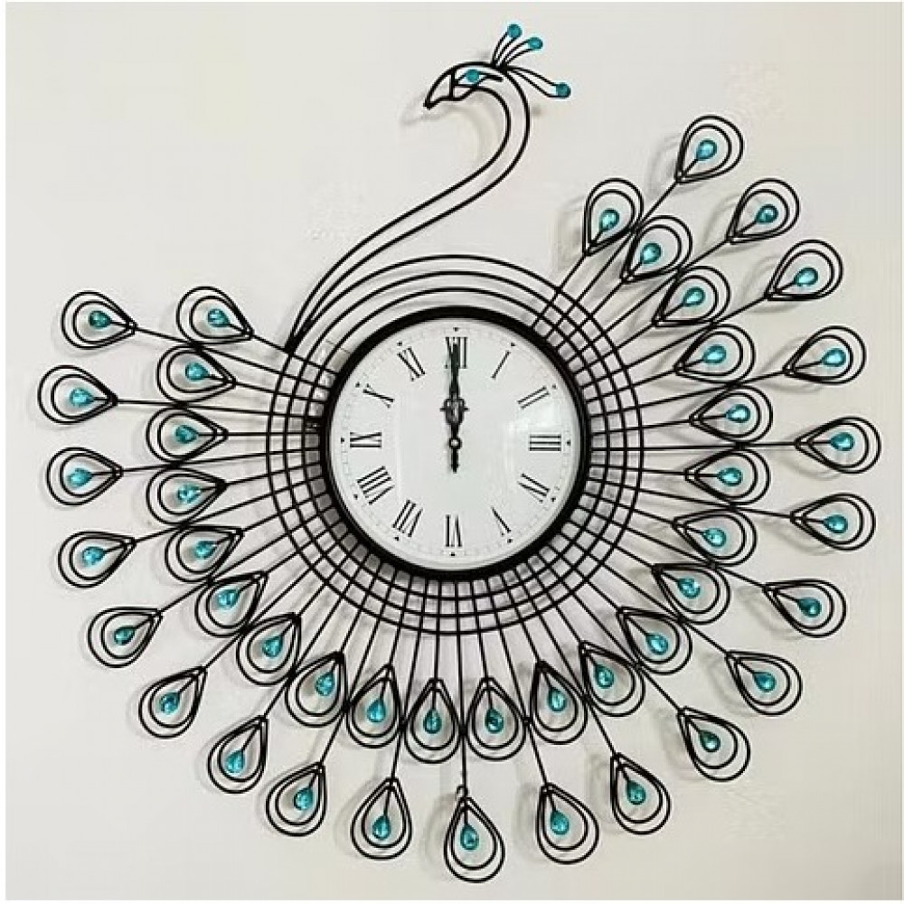Peacock Decorative Metal Wall Clock - photo