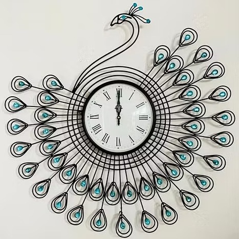 Peacock Decorative Metal Wall Clock