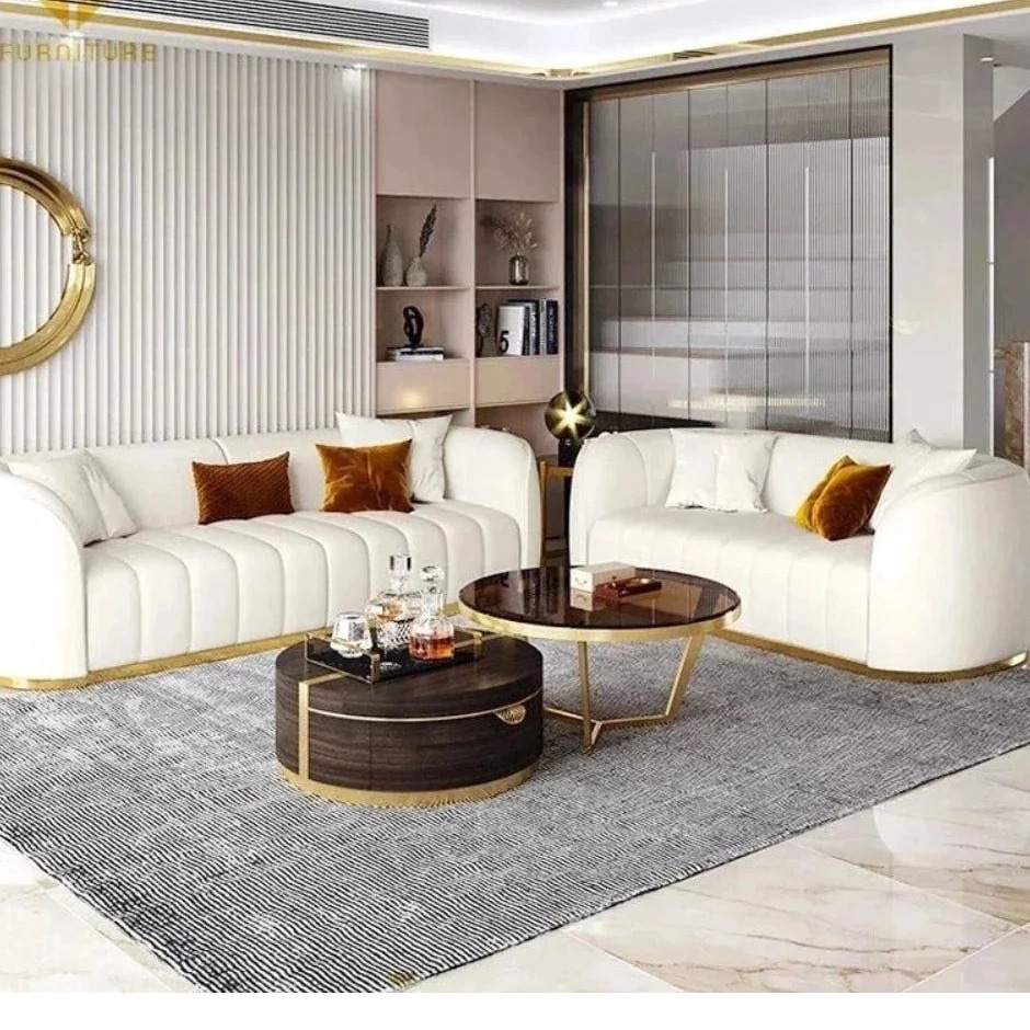 Luxury 5 Seater Leather Sofa - front_view