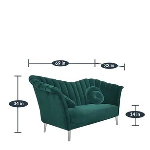 Damask Sofa In Dark Green Color
