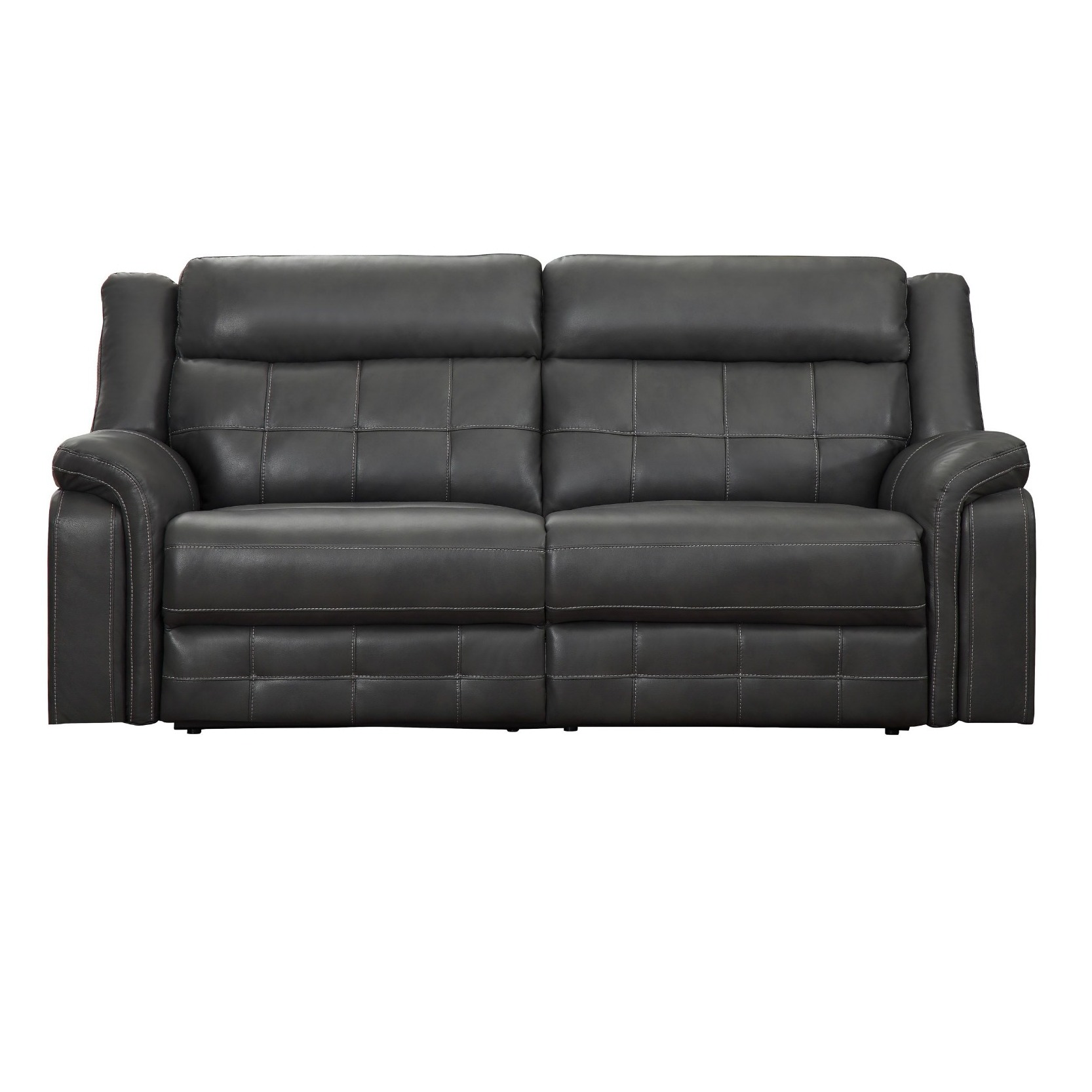 Luxurious Leather 2 Seater Recliner Sofa In Grey