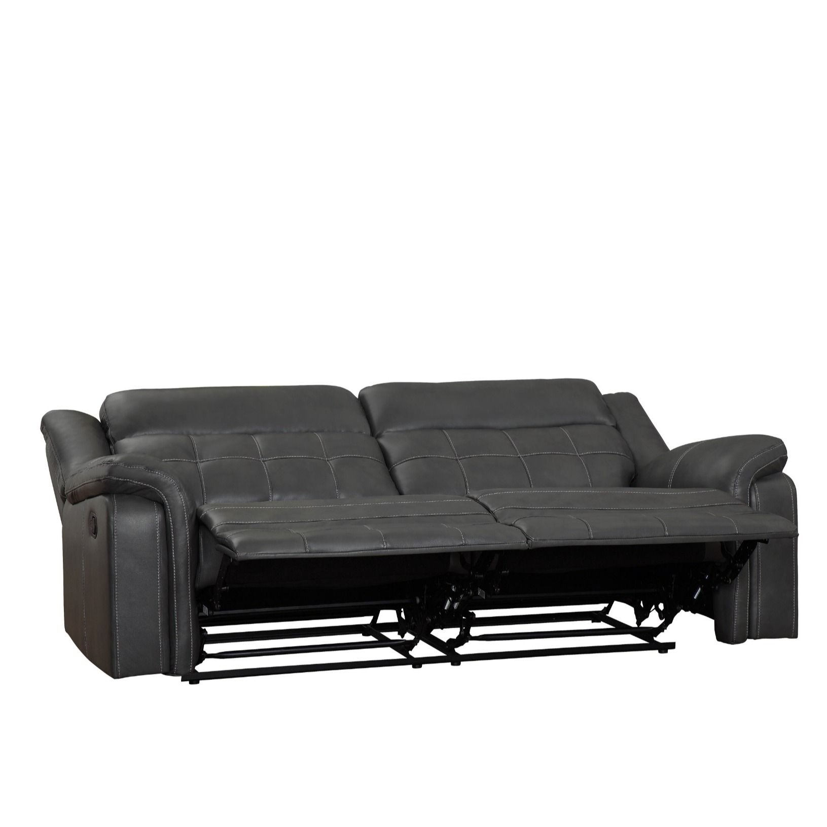 Luxurious Leather 2 Seater Recliner Sofa In Grey