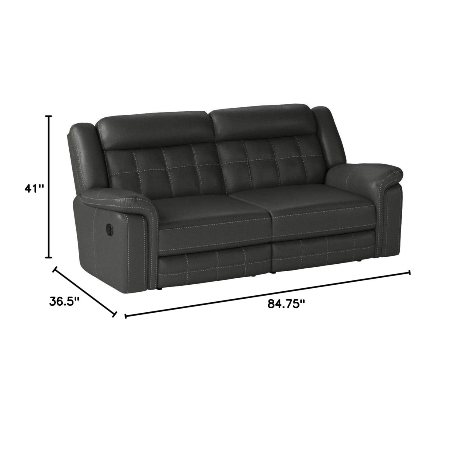 Luxurious Leather 2 Seater Recliner Sofa In Grey