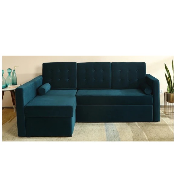 Fujairah Pull Out Sofa Cum Bed In Teal Blue Color