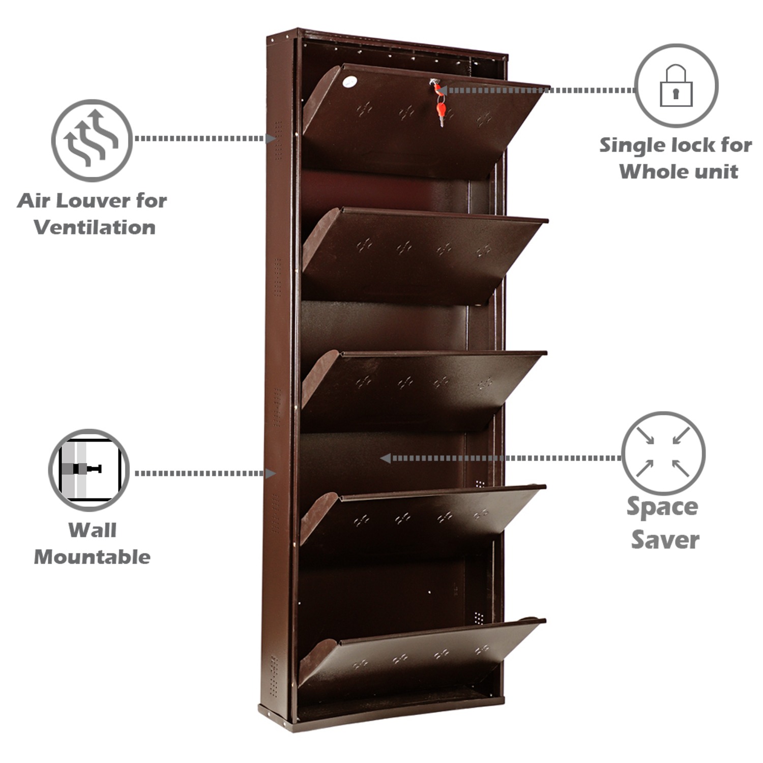 Barcelona Metallic Shoe Rack In 5 Tier
