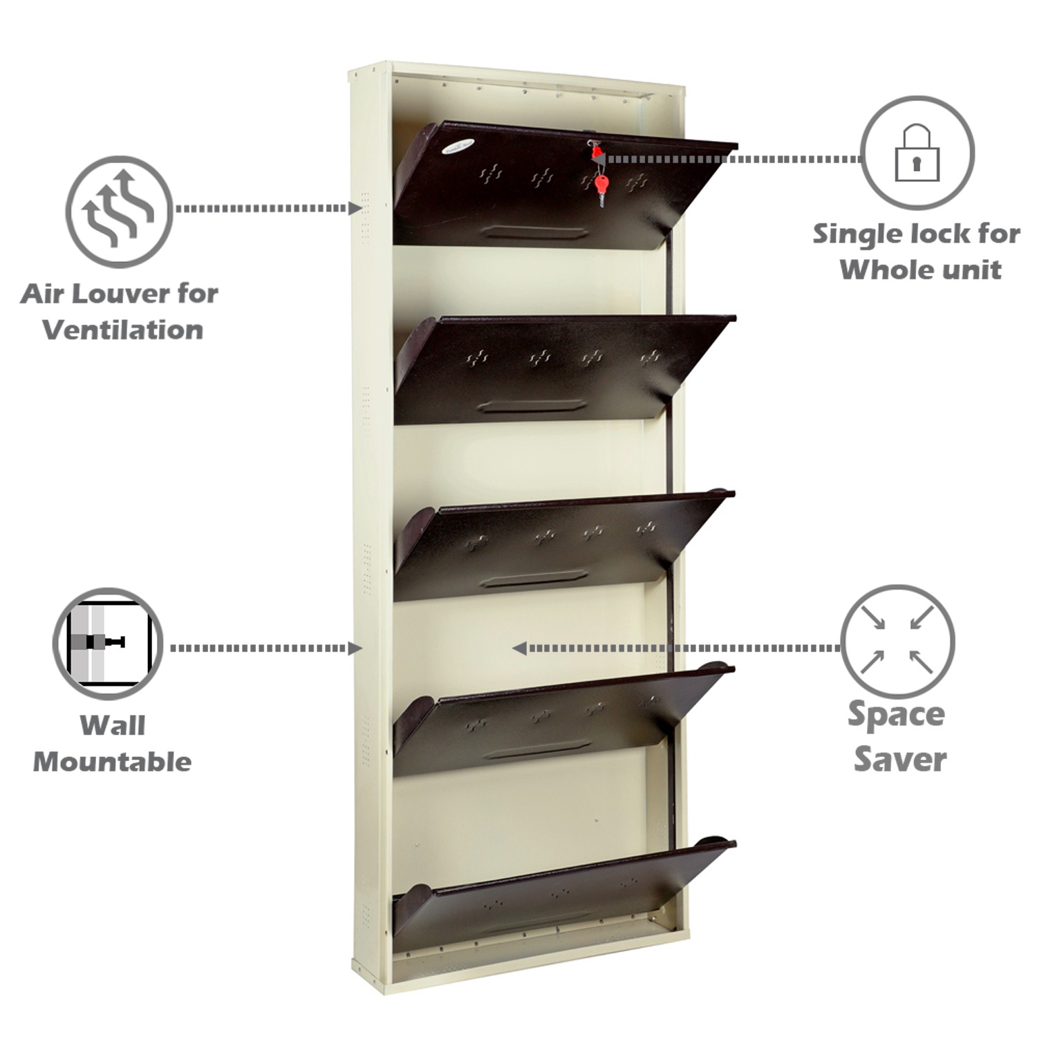 Bergen Wall Mounted Metallic Shoe Rack - bottom_view