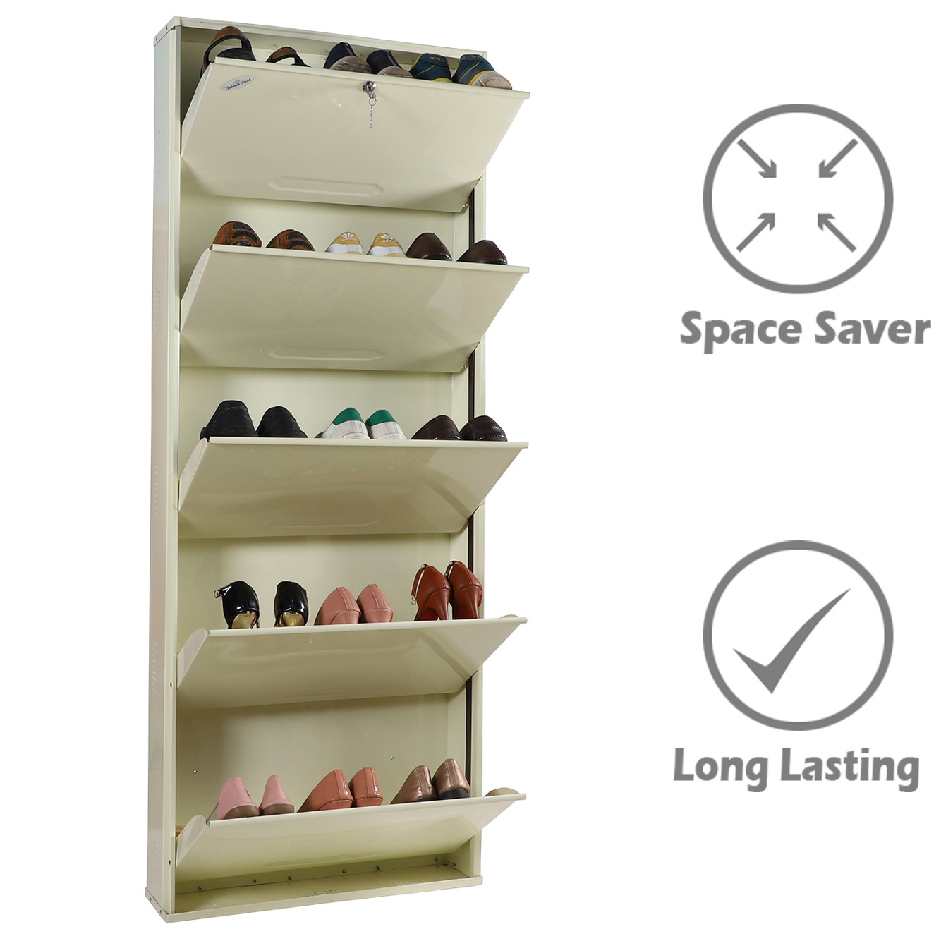 Bruges Wall Mounted Metallic Shoe Rack In White - right_view