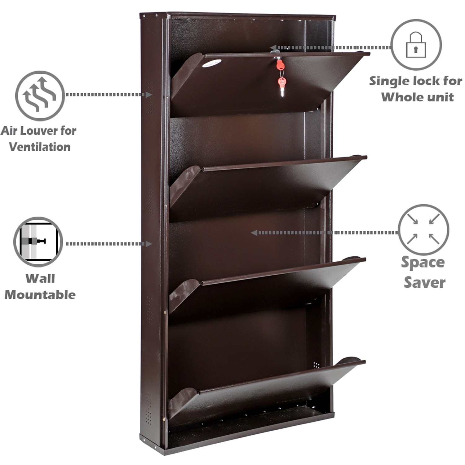 Bruges Wall Mounted Metallic Shoe Rack - bottom_view