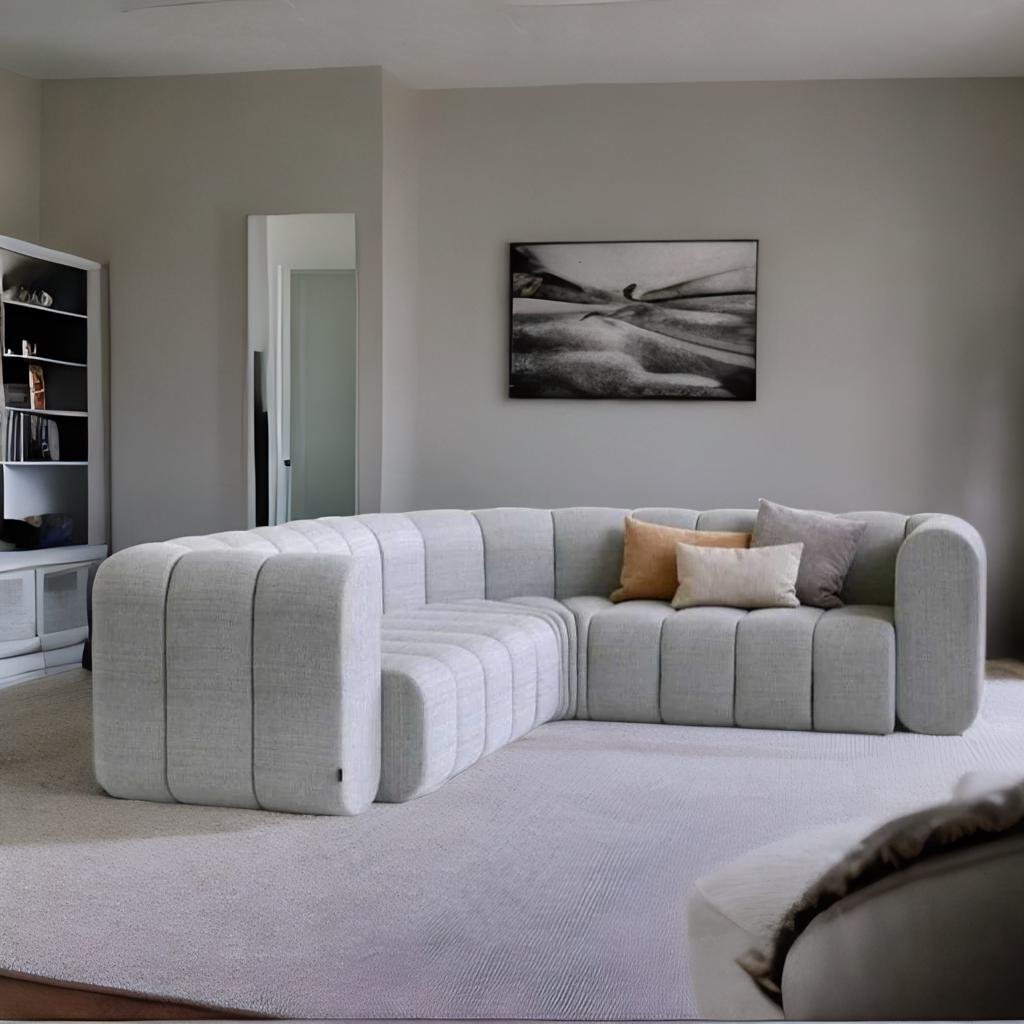 Modular L- Shaped 5 Seater Grey Sofa
