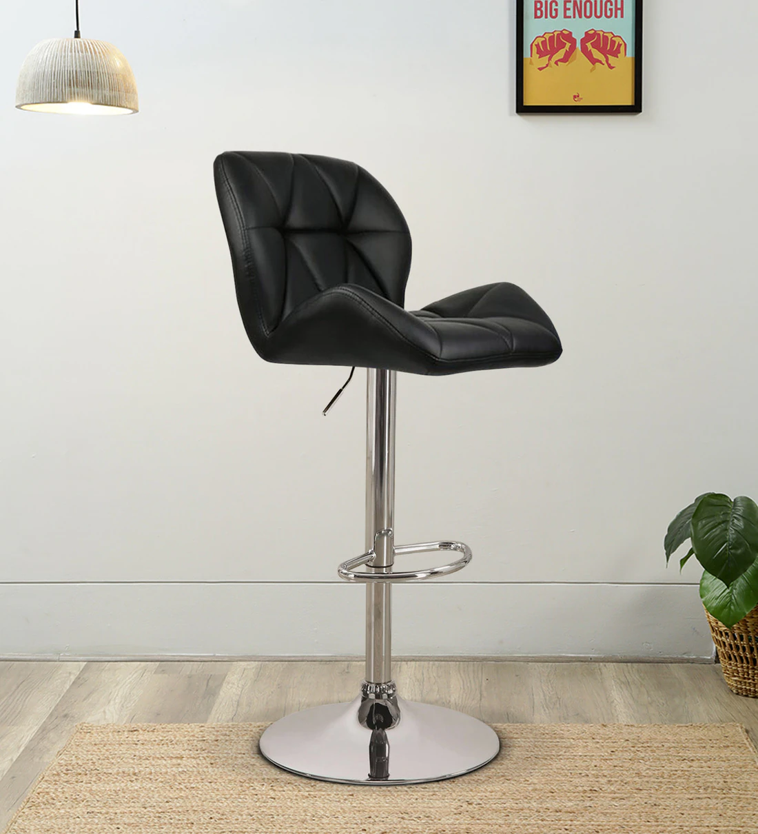 Leather Padded Adjustable Metal Barstool