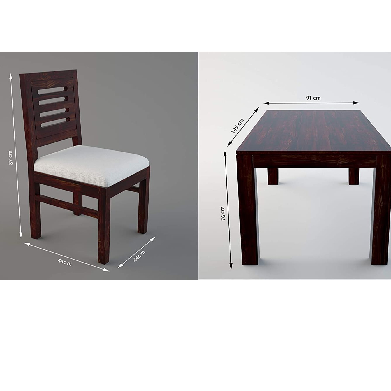 Segur Pure Sheesham Wooden 6 Seater Dining Table Set