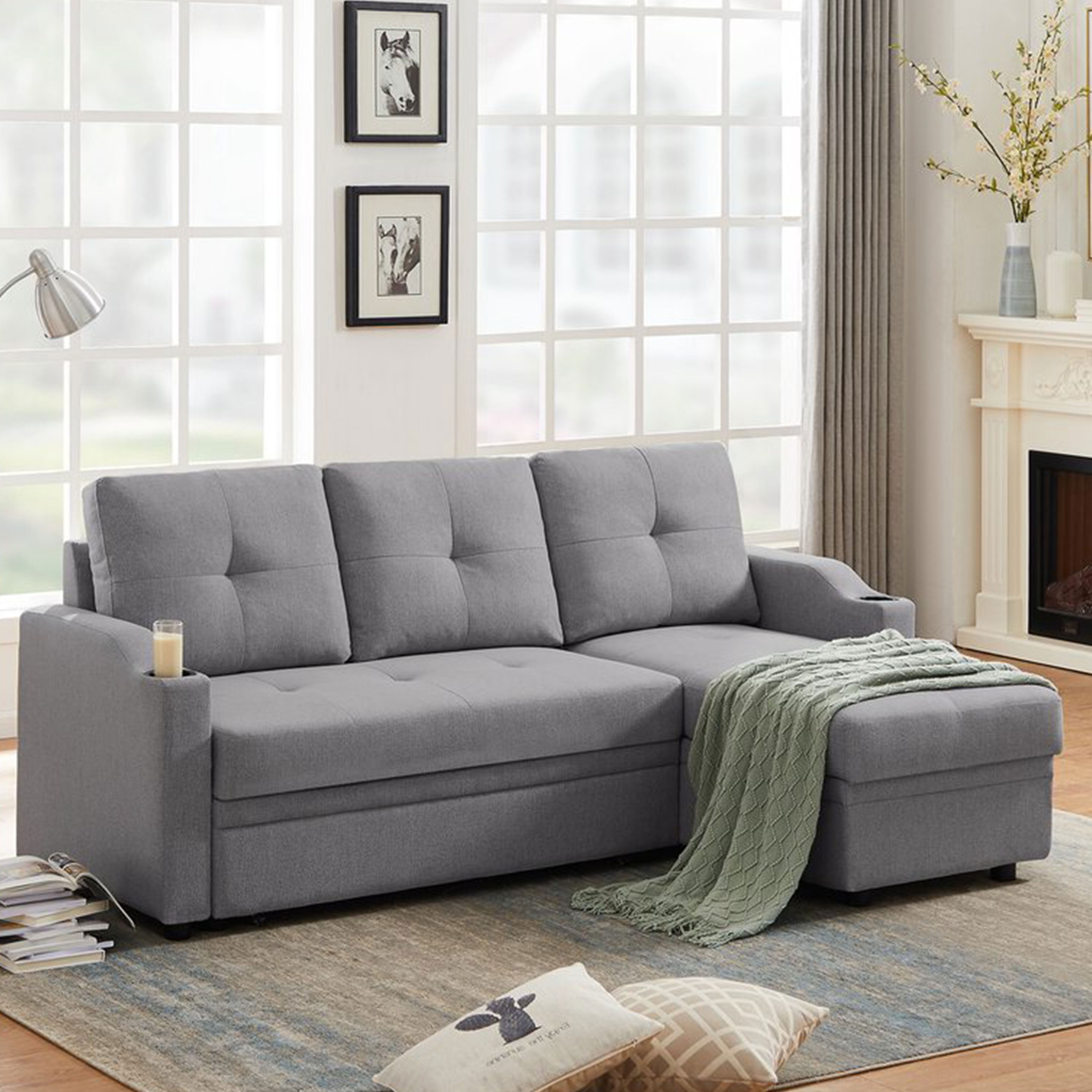 Argo L shape Sofa Cum Bed with Storage (LHS)