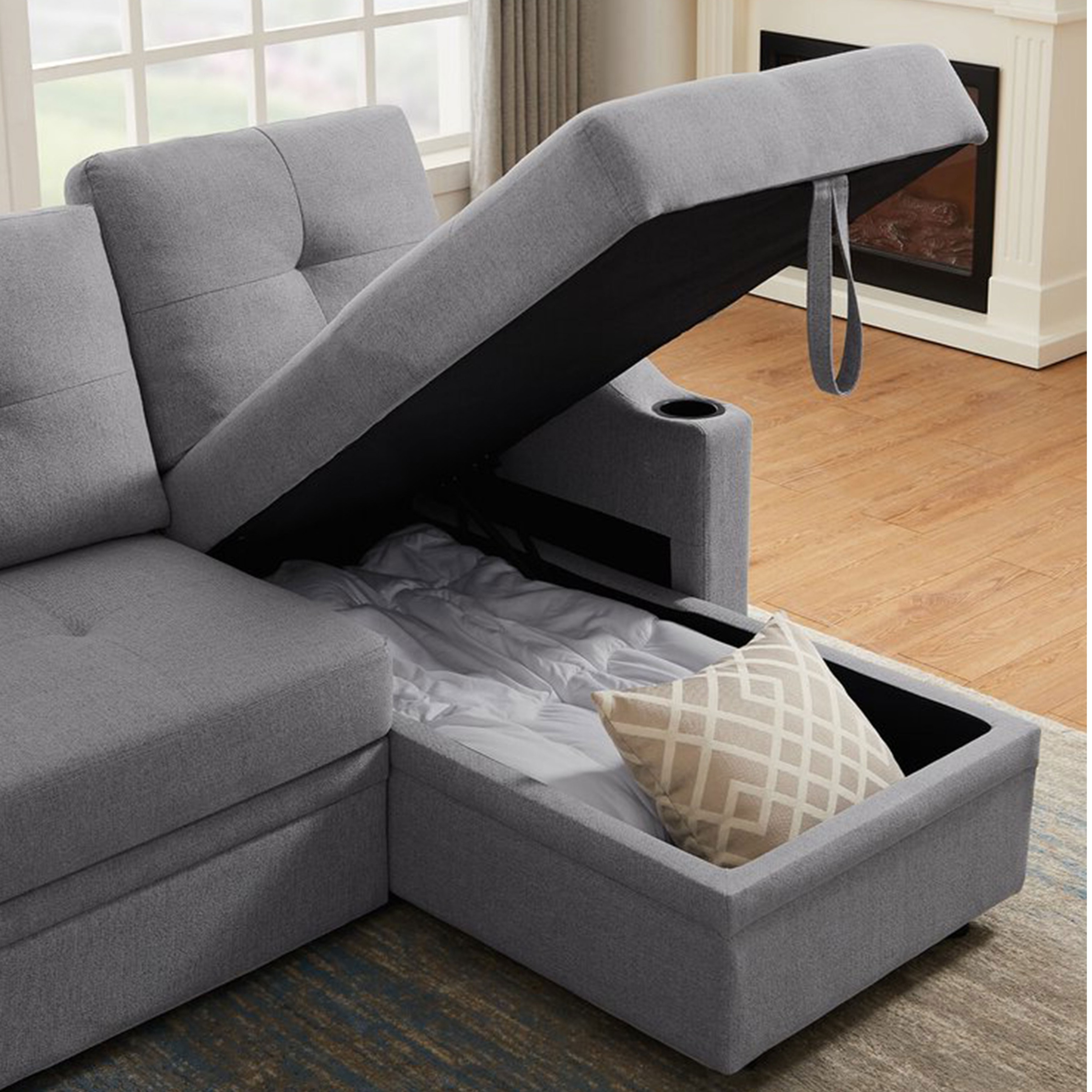 Argo L shape Sofa Cum Bed with Storage (LHS) - left_view