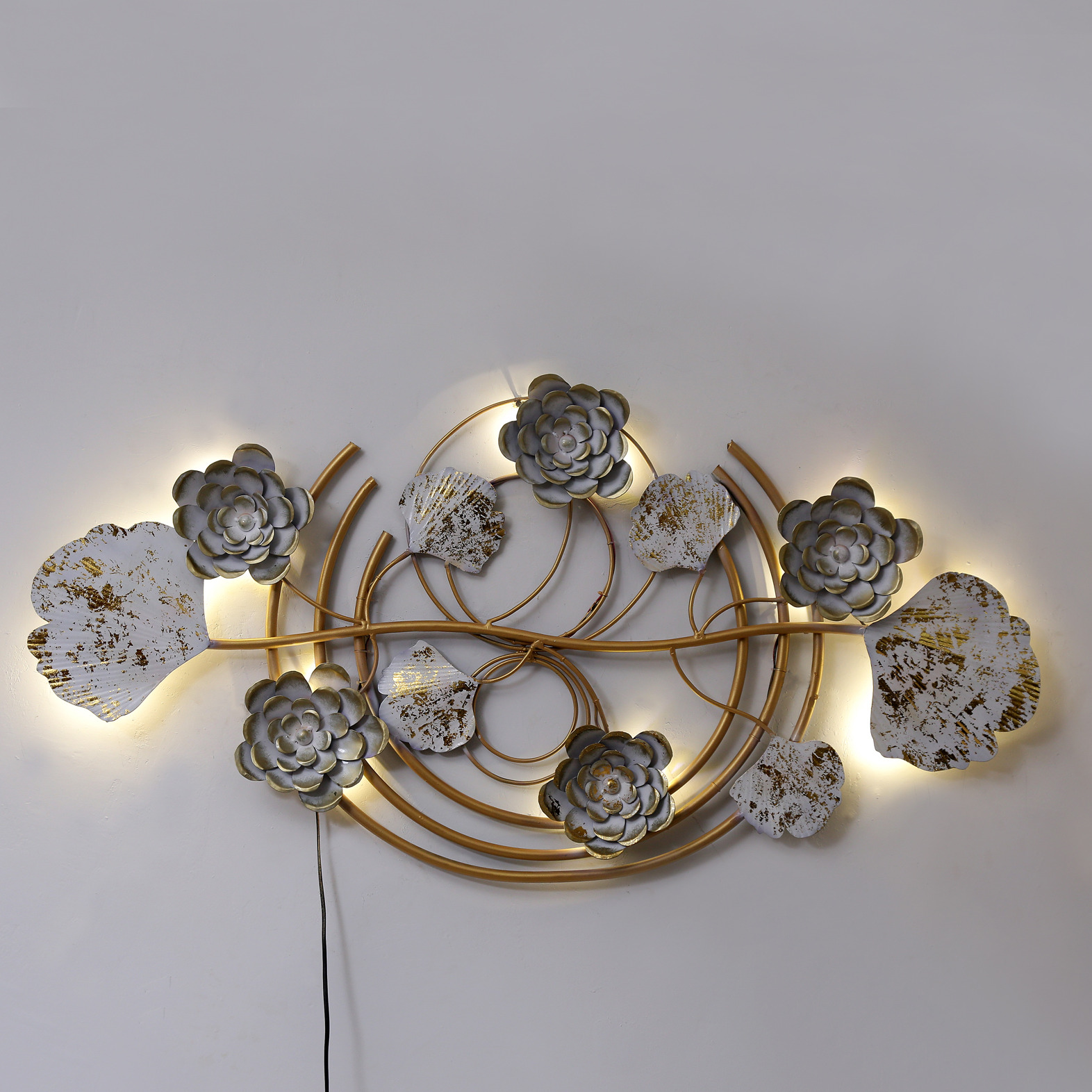Dual Colored FloralbWall Art With LED Light