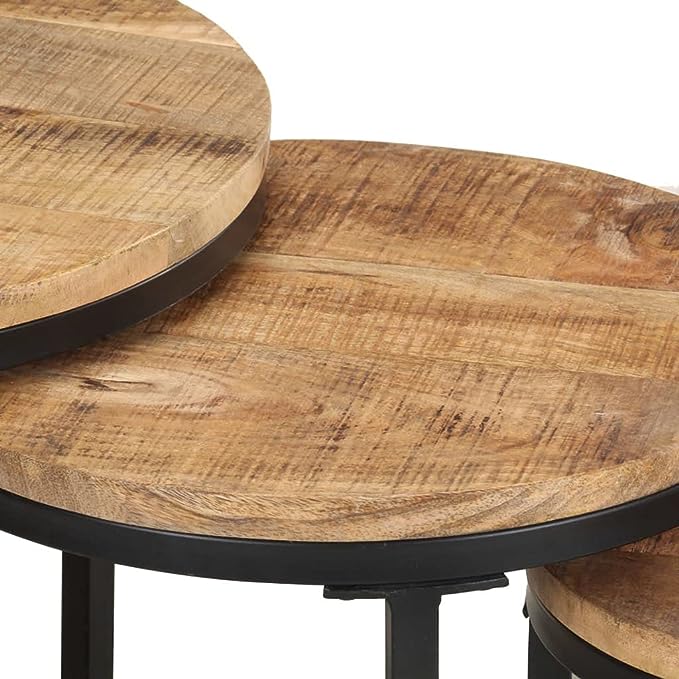 Wooden Round Side Table - top_view