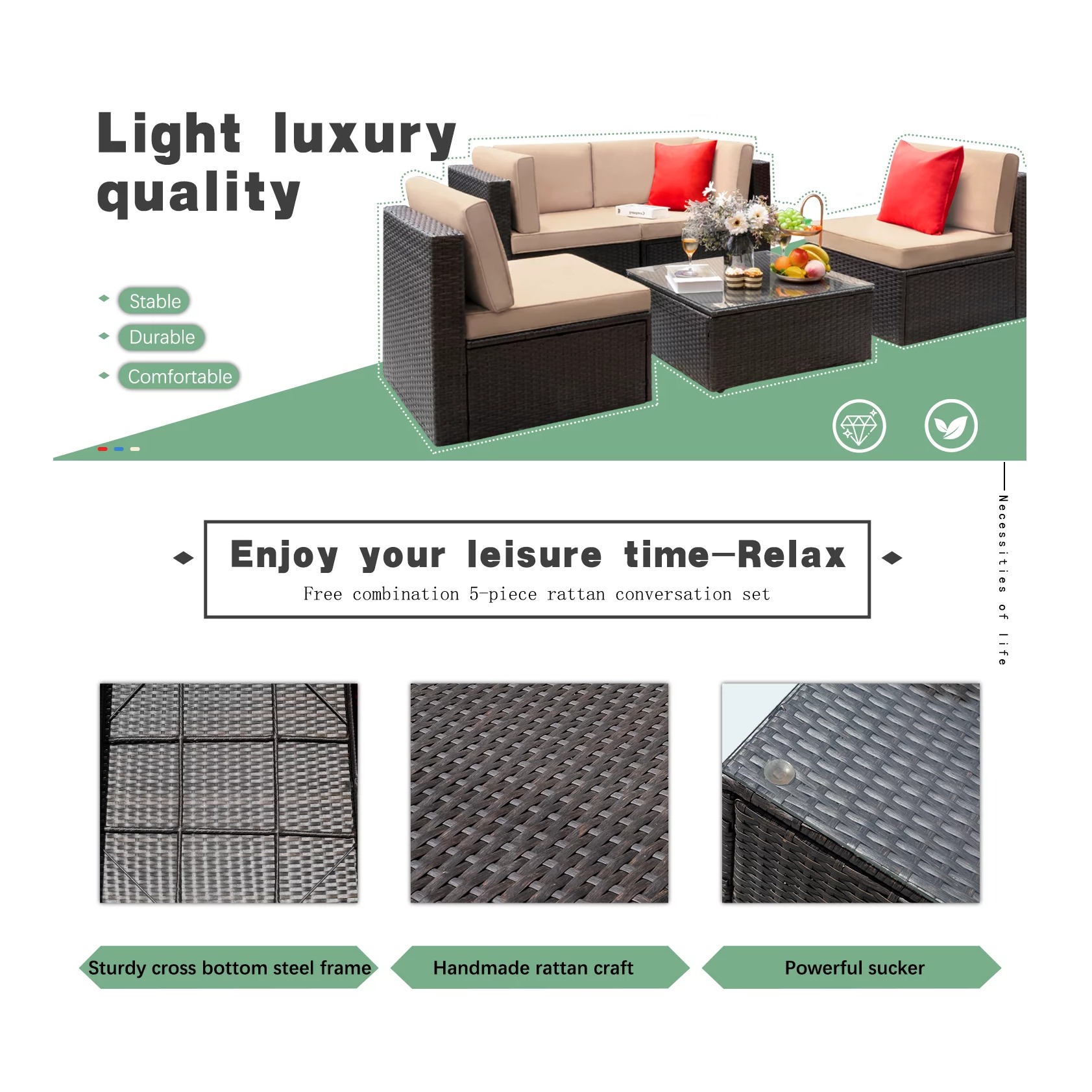 Loch Patio 4 Pieces Outdoor Sectional Sofa