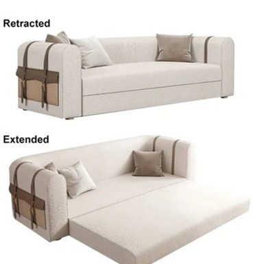 Chintz Conventional 3 seater Sofa Cum Bed In Suede - rear_view