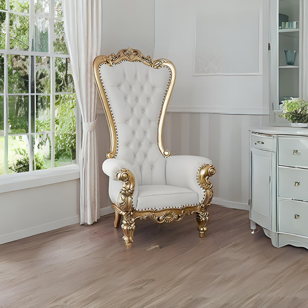 Maharaja Chair With Gold Finish High Back