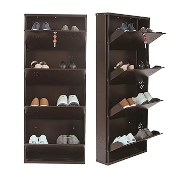 Barcelona Wall Mounted Shoe Rack (Brown)