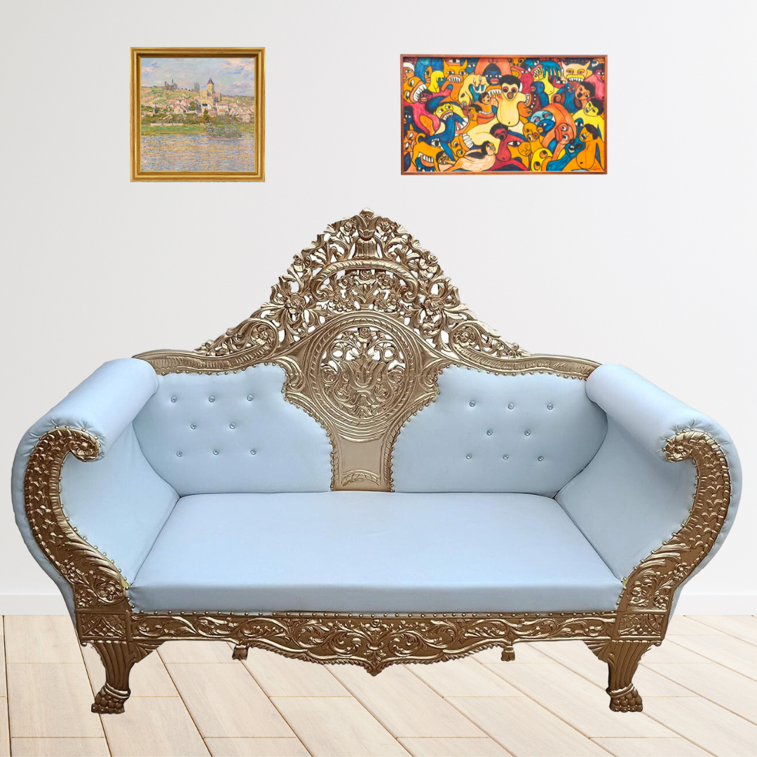 Maharaja 2 Seater Sofa Set with Gold Finish
