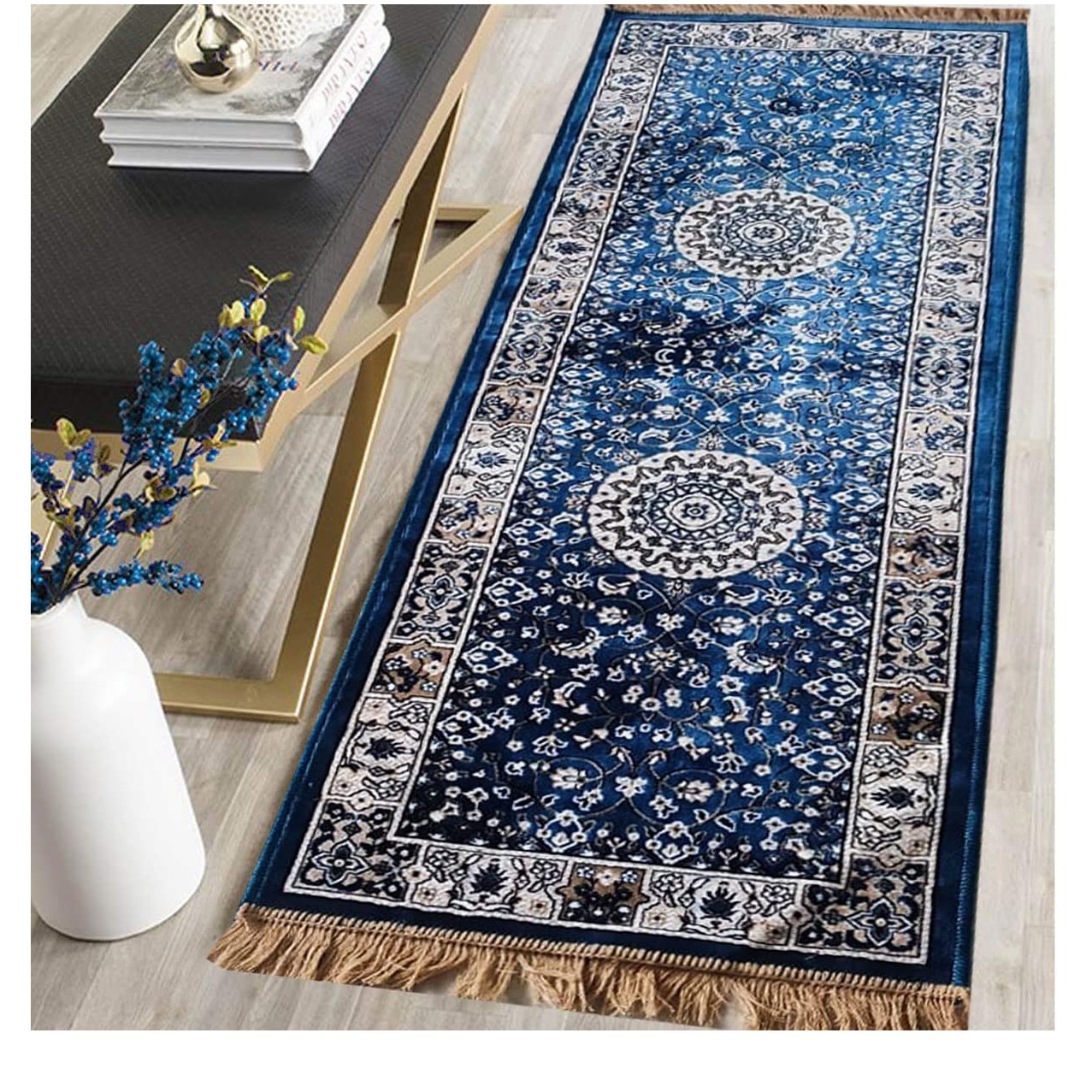 Orleans 2x6 Blue Silk Runner