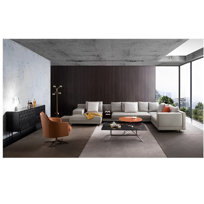 Madeira L Shape Ivory 5 Seater Sofa