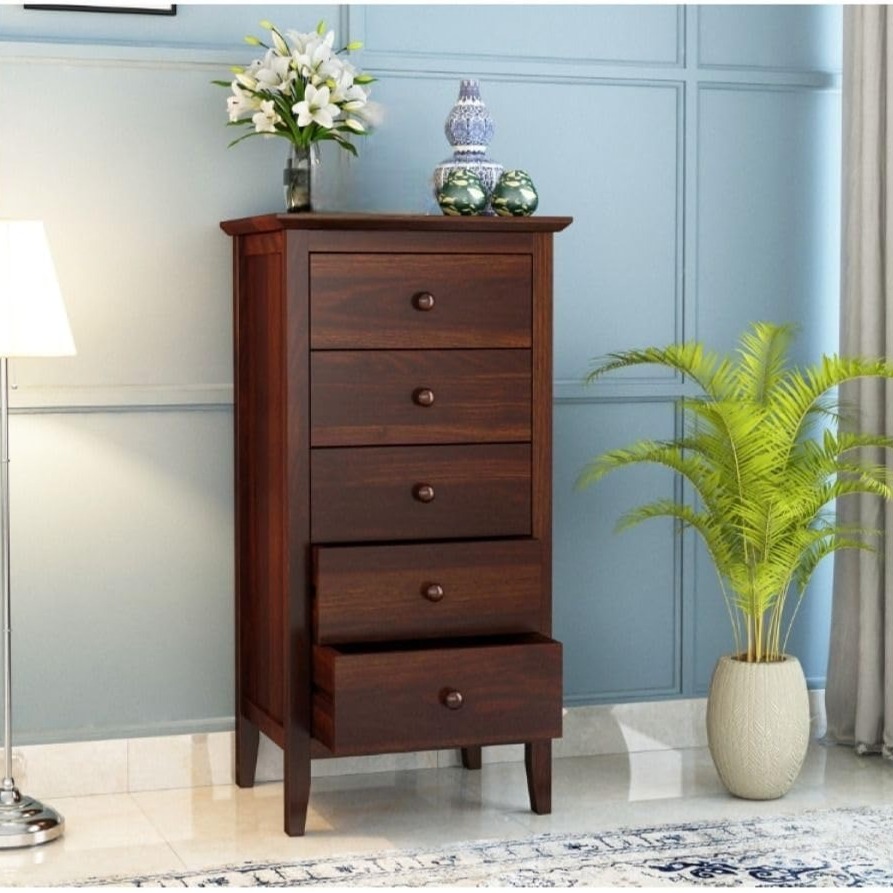Solid Sheesham Wood Chest Of Drawers (Walnut)