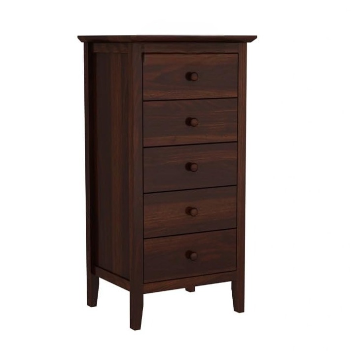 Solid Sheesham Wood Chest Of Drawers (Walnut) - rear_view