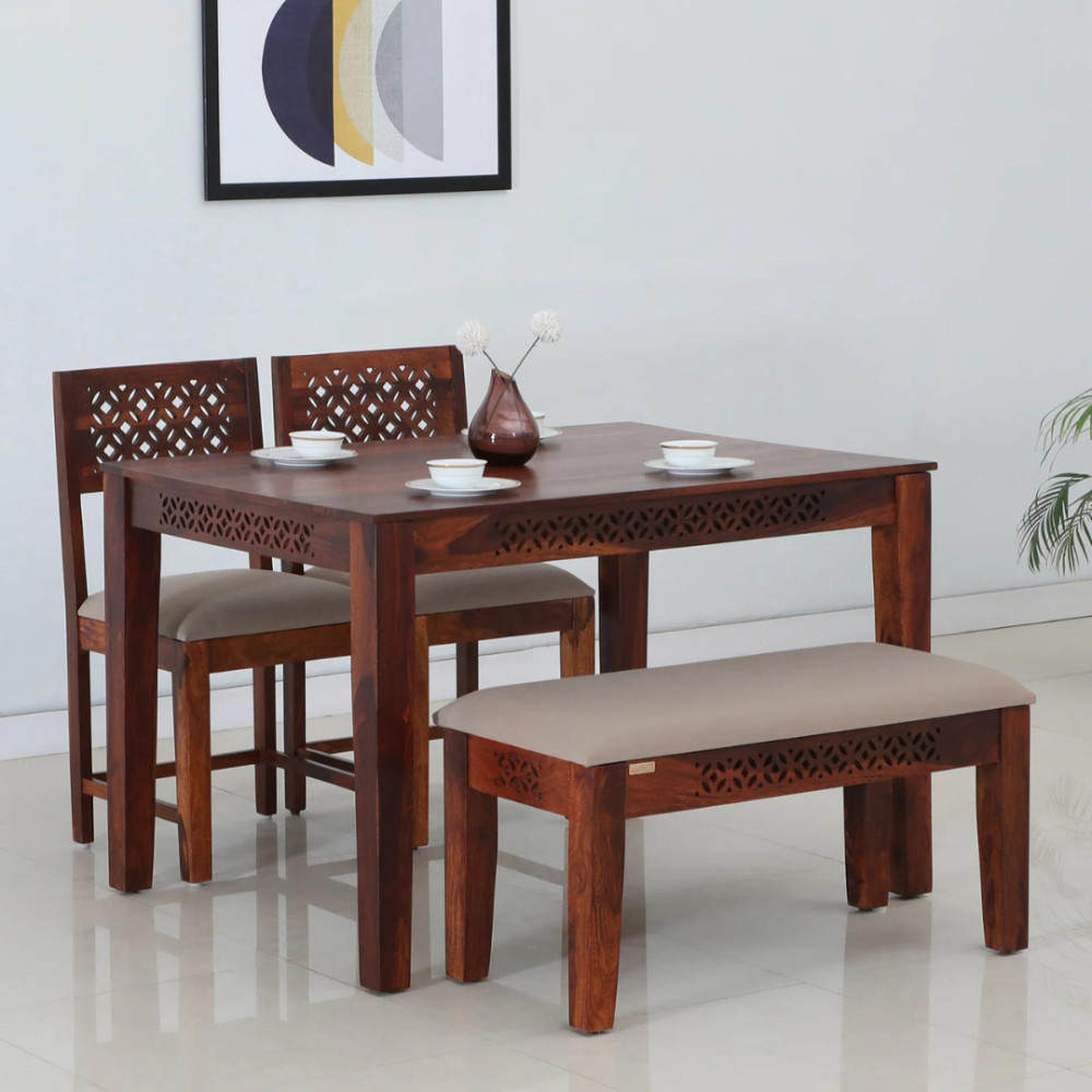 4 Seater Dining Set In Honey Oak Finish - photo