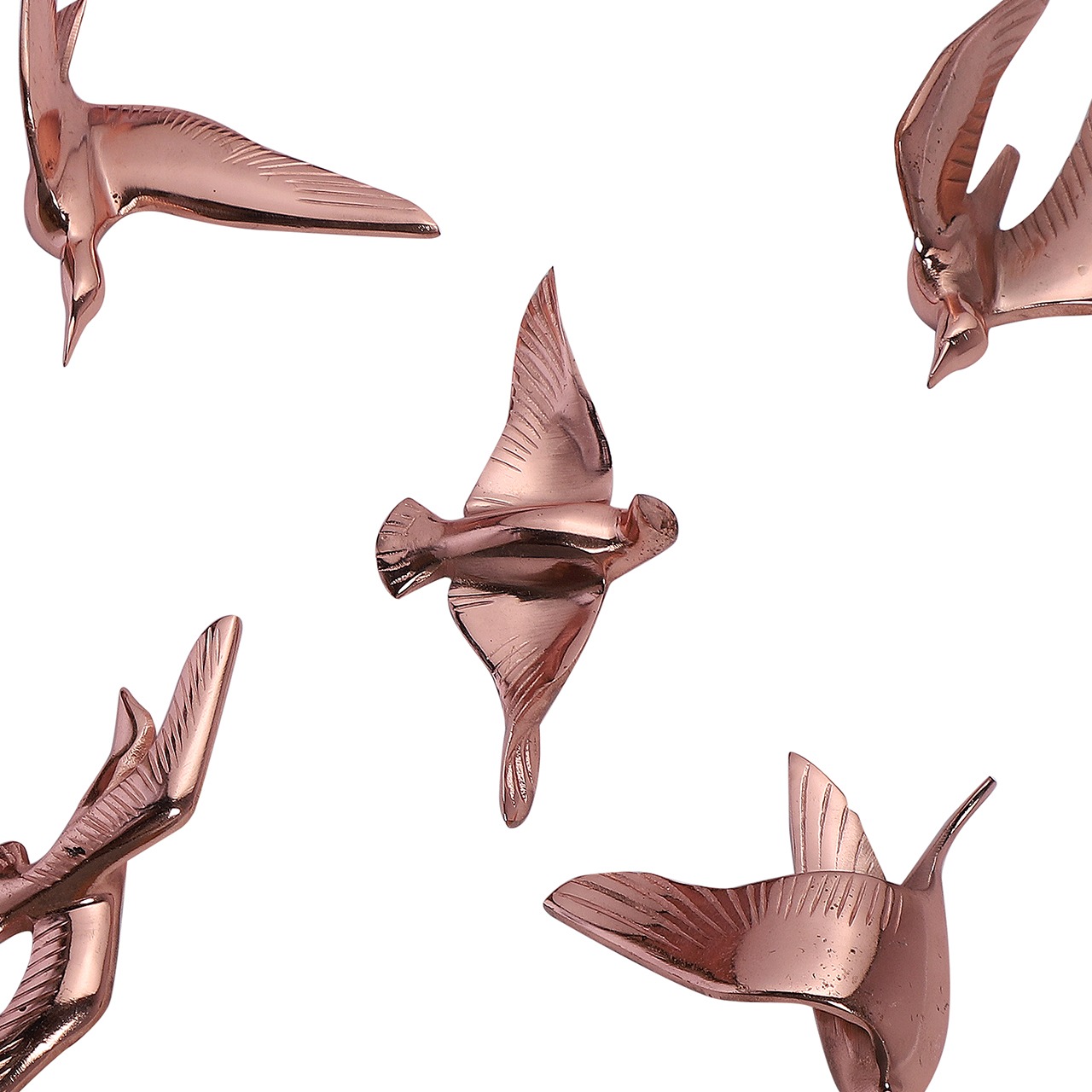 Bristol Copper Aluminium Decorative Birds Set of 5 - left_view