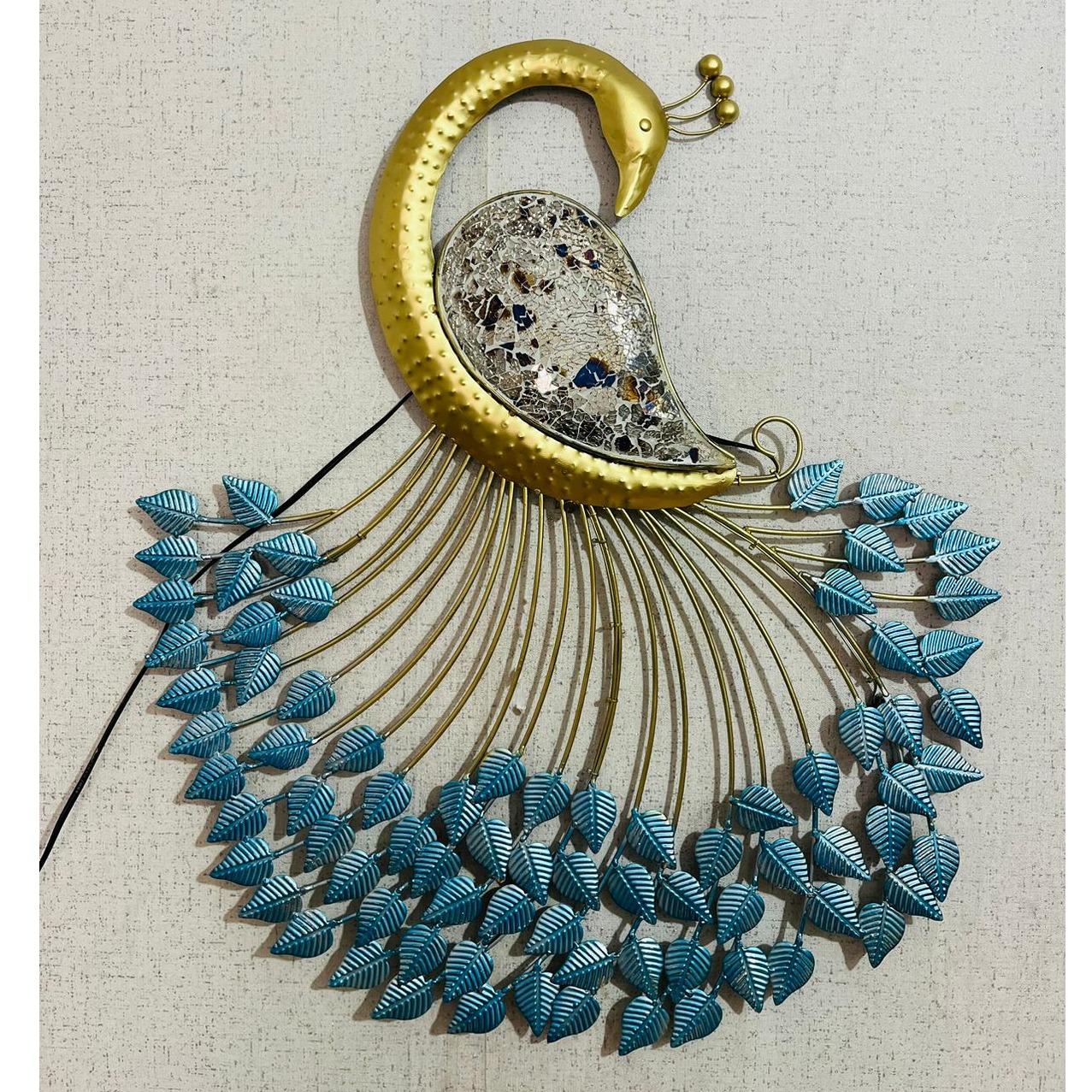 Hand Crafted Metal LED Peacock Hanging Wall Art