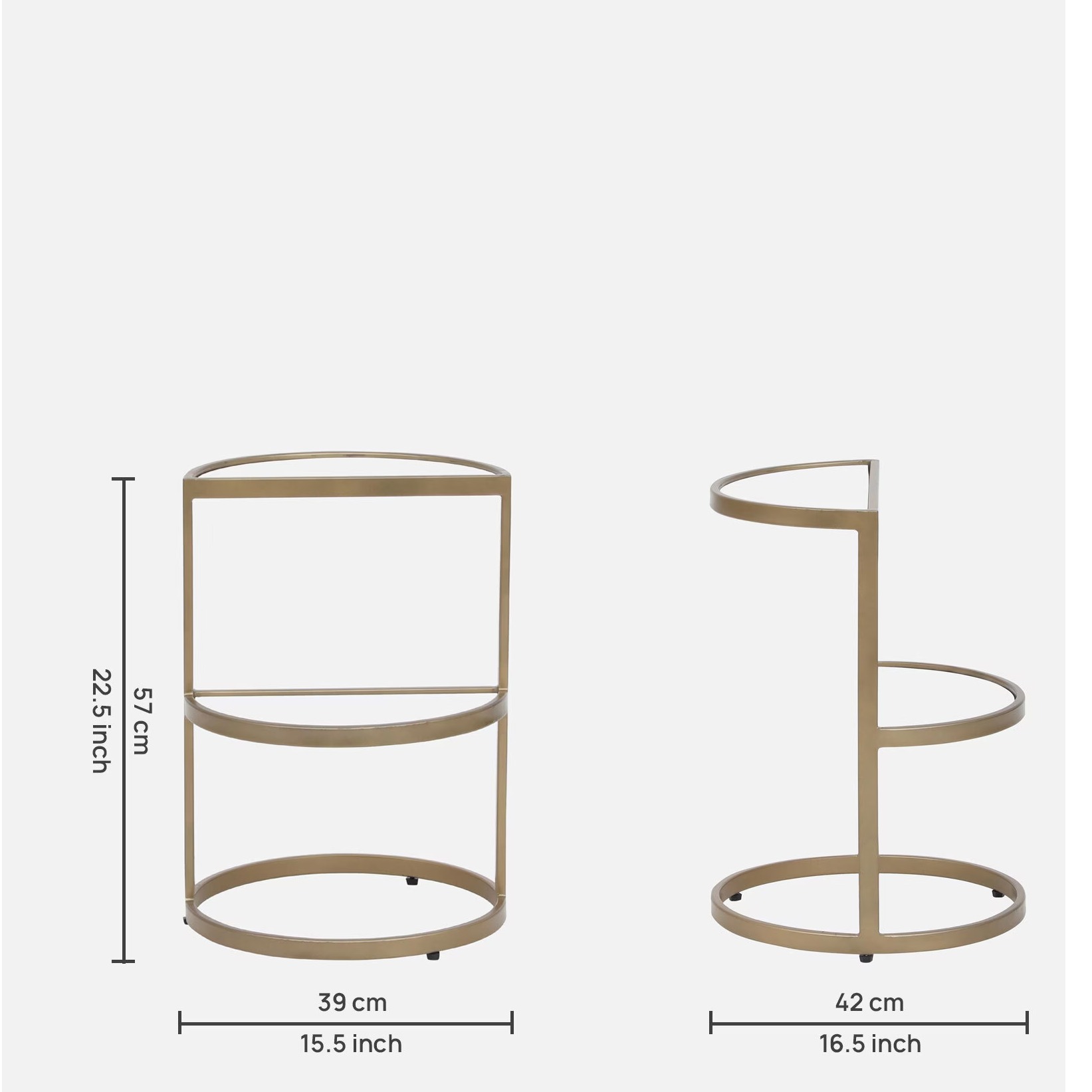 Insignia Metal End Table In Gold Finish - left_view