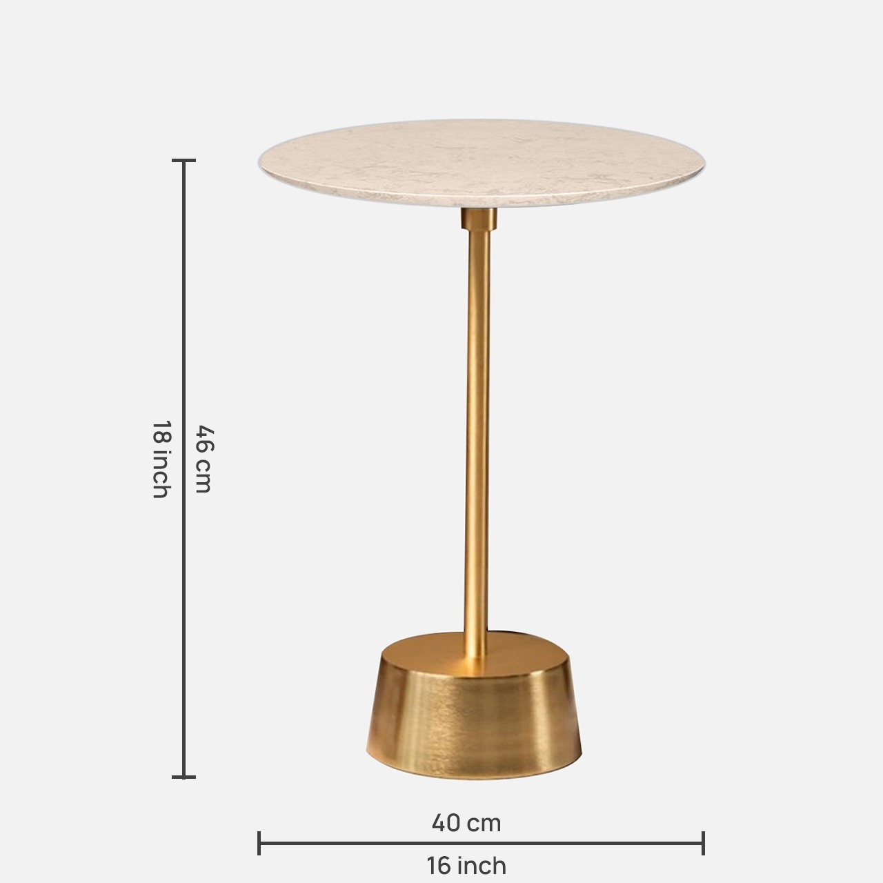 Bristol End Table In White & Gold Colour