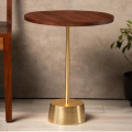 Bristol End Table In Walnut & Gold Colour - left_view