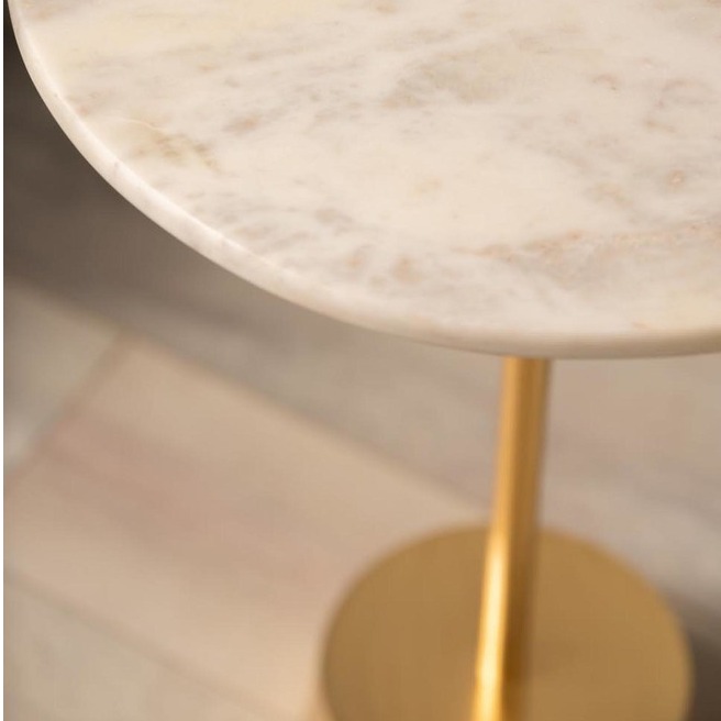 Bristol End Table In White & Gold Colour