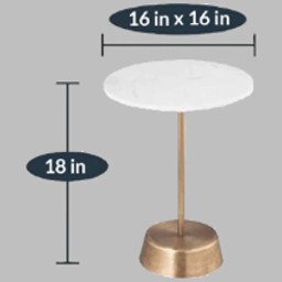 Bristol Marble Top End Table in White & Gold Finish