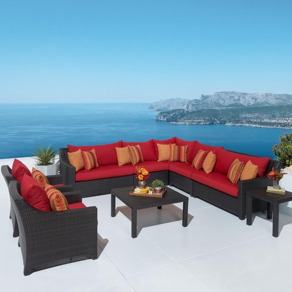 Rattan Waterproof Sectional Sofa Set with Side and Center Table