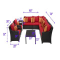 Rattan Waterproof Sectional Sofa Set with Side and Center Table - top_view