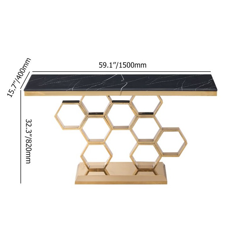 Aryo Modern Black Marble consoleTable