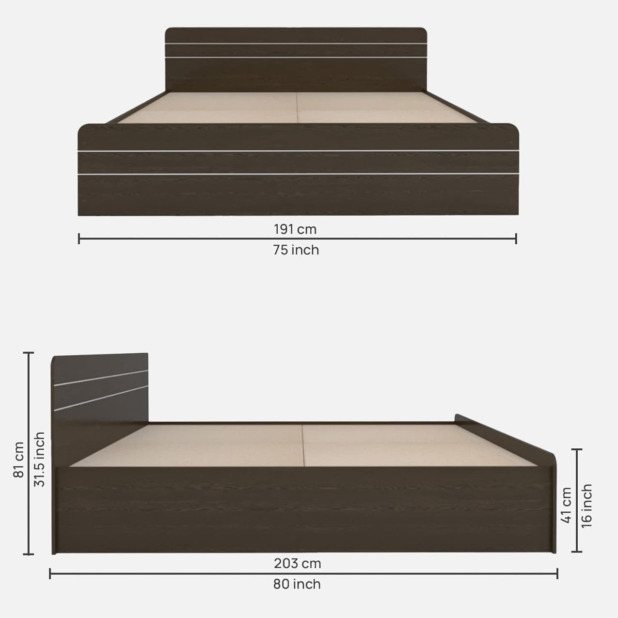 COLUMBIAN | Queen Size Engineered Wood Box Bed - rear_view