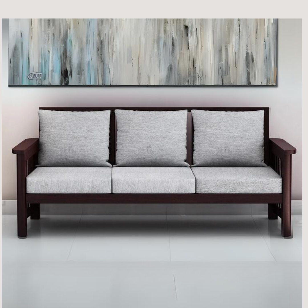 Alkaline Teakwood 3+1+1 wooden sofa