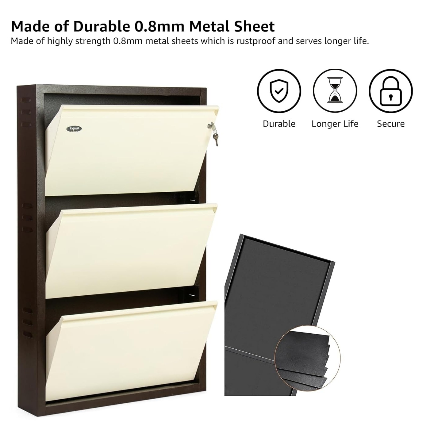 Tahara 3 Door Wall Mounted Metal Shoe Rack