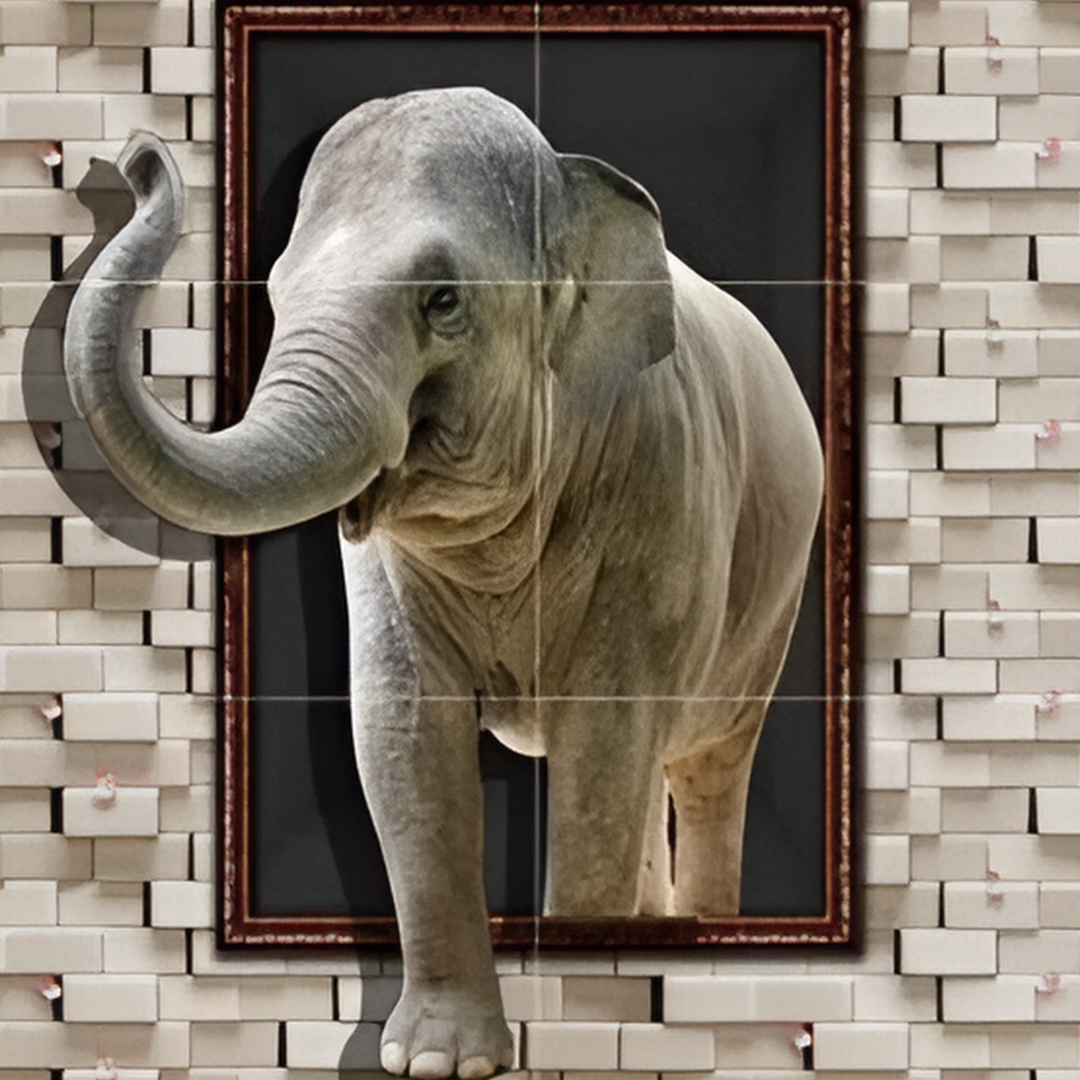 Ceramic 3D Elephant Print Wall Tile