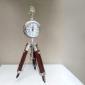 Adjustable Wooden Tripod Stand Desk Clock - photo