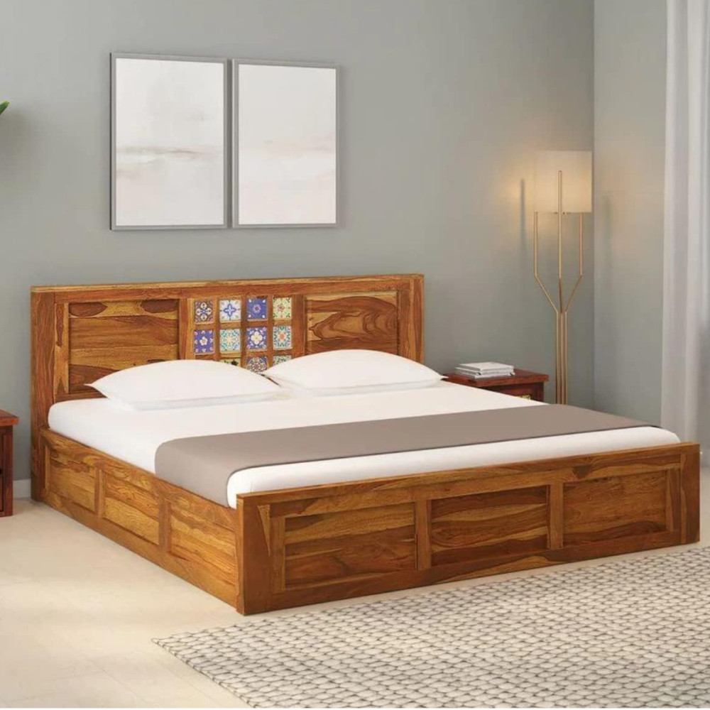 Persia Sheesham Wood Queen Size Bed - photo