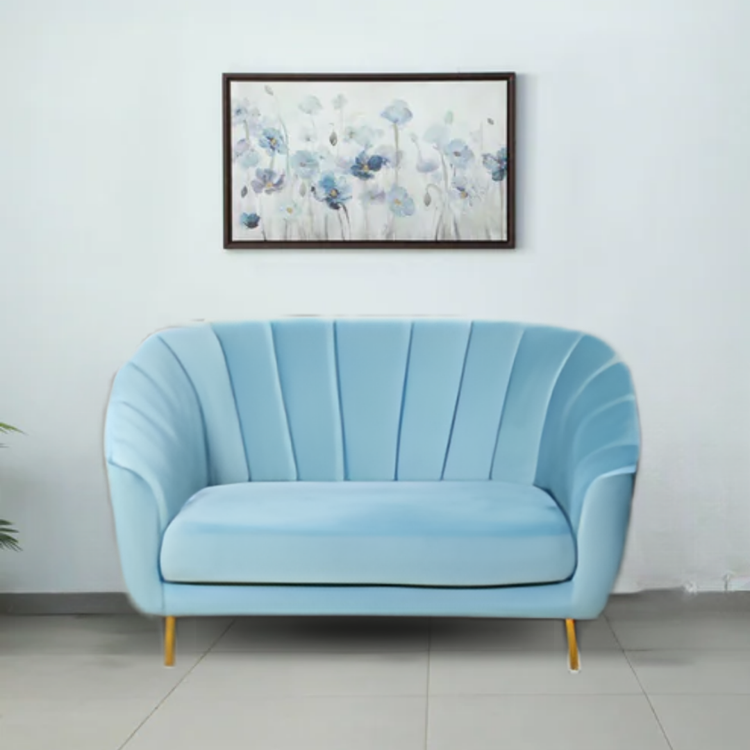 Nara Velvet Sofa in Sky Blue Color