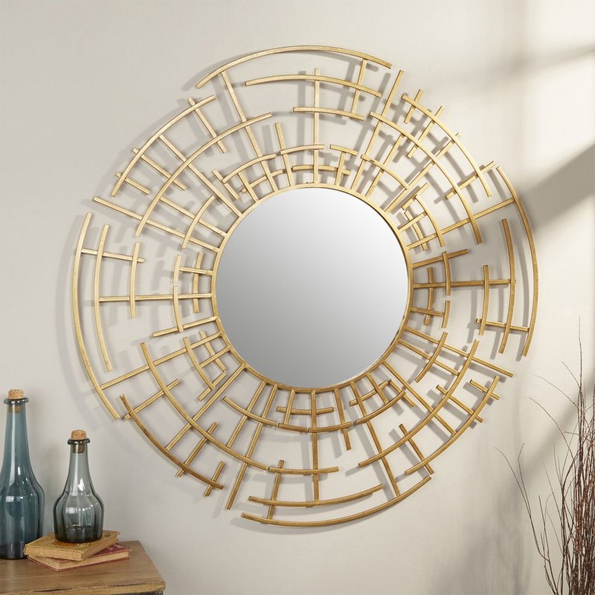 Golden Decorative Round Mirror