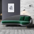 Round Arm Curved Couch in Velvet - rear_view